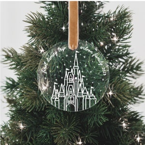 Cinderella&#39;s Castle First Disney Trip Personalized Christmas Ornament • First Disney World Trip Custom Ornament • Disney Vacation
