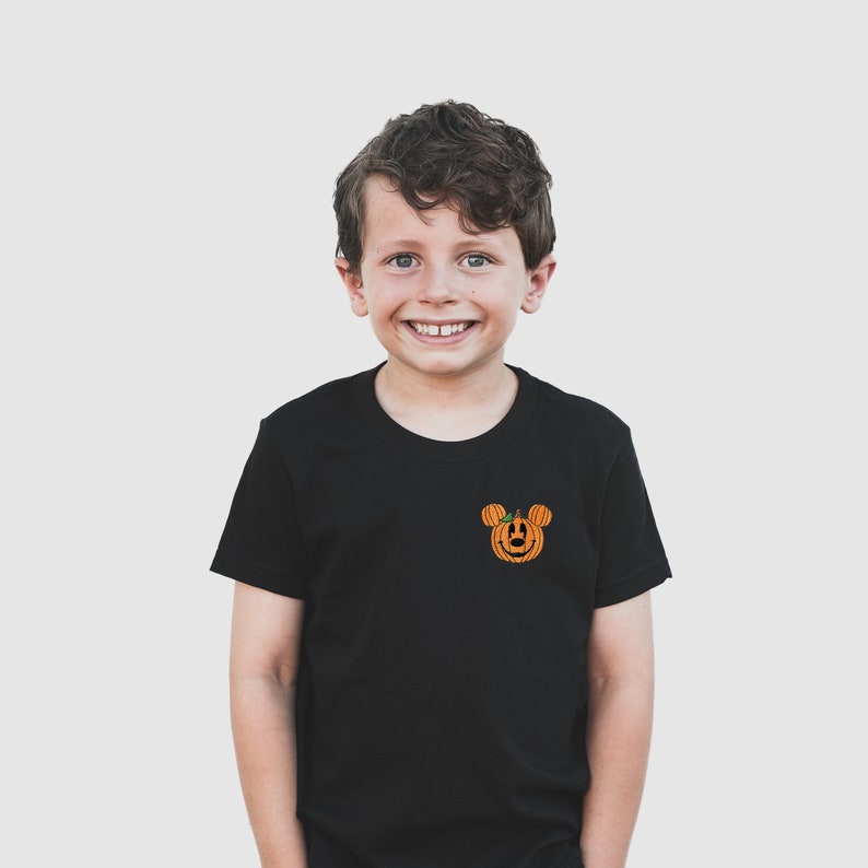 Mickey Pumpkin Embroidered Disney Halloween Shirt, Family Matching Disney Tee, Disney World Trip Outfit, Disneyland Tee for Kids and Adults image 6