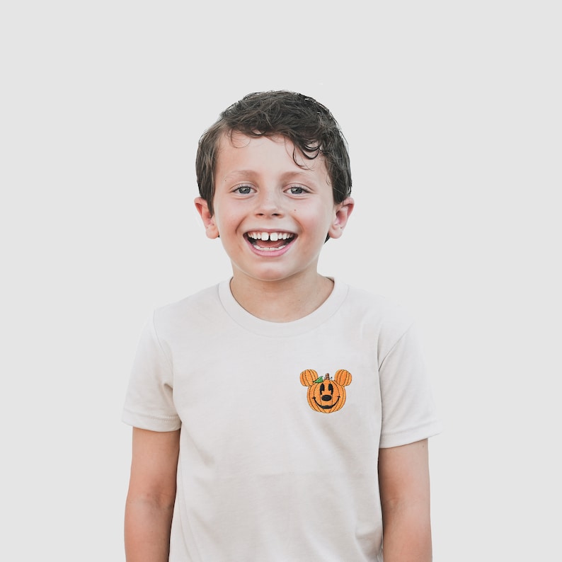 Mickey Pumpkin Embroidered Disney Halloween Shirt, Family Matching Disney Tee, Disney World Trip Outfit, Disneyland Tee for Kids and Adults image 3