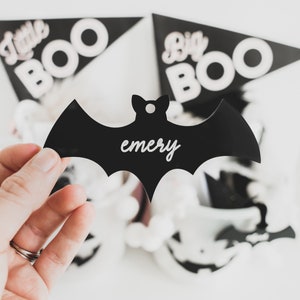 Personalized Name Bat Name Tag • Halloween Gift Basket Gift Tag • Custom Boo Basket Tag • Halloween Party Favor • Personalized Basket Marker