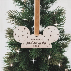 First Disney Trip Personalized Christmas Ornament • Mickey Ears Ornament • Custom Disney Vacation Ornament • Disney Christmas