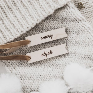 Personalized Slim Stocking Tag • Custom Wood Stocking Name Tag • Personalized Christmas Decorations • Name for Stocking • Holiday Decor
