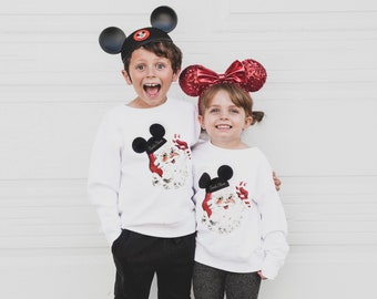 Mickey Ears Holiday Santa Sweatshirt • Toddler, Kids + Adult Sizes • Disney World Sweatshirt • Disneyland Family Sweatshirts