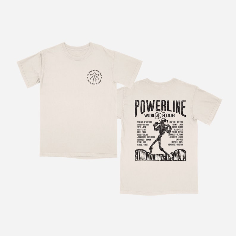 Powerline World Tour Band Tee, Comfort Colors Shirt, 90's Disney World Outfit, Goofy Movie T-Shirt, Family Matching Disneyland Tees image 1