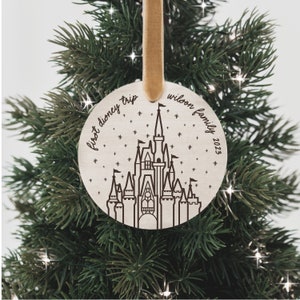 Cinderella&#39;s Castle First Disney Trip Personalized Christmas Ornament • First Disney World Trip Custom Ornament • Disney Vacation