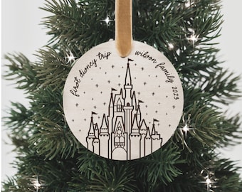 Cinderella's Castle First Disney Trip Personalized Christmas Ornament • First Disney World Trip Custom Ornament • Disney Vacation