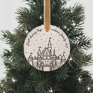 Sleeping Beauty&#39;s Castle First Disney Trip Personalized Christmas Ornament • First Disneyland Trip Custom Ornament • Disney Vacation