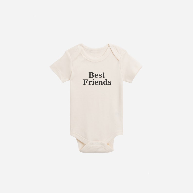 Best Friends Organic Baby Bodysuit Pregnancy Announcement Custom Newborn Gift Gender Neutral Baby Clothes Baby Shower Gift image 1