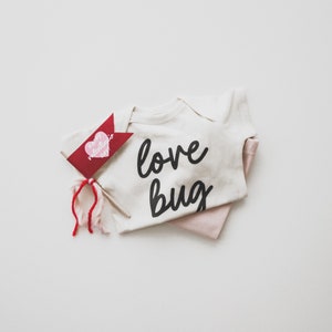 Love Bug Baby Bodysuit Baby Shower Gift Baby Reveal Baby Valentine's Day Outfit First Valentine's Day Matching Sibling Tees image 3