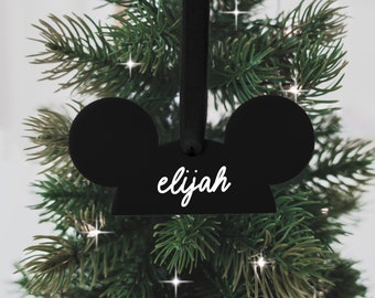 Personalized Mickey Ears Christmas Ornament • Laser Engraved + Filled • Custom Christmas Ornament • Disney Christmas • Mickey Holiday Gift