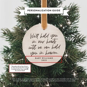 We'll Hold You In Our Hearts Christmas Ornament Personalized Loss of Loved One Miscarriage Holiday Ornament Custom Memorial Gift image 3