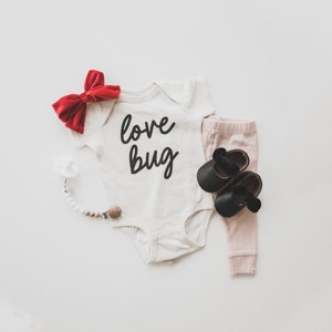 Love Bug Baby Bodysuit Baby Shower Gift Baby Reveal Baby Valentine's Day Outfit First Valentine's Day Matching Sibling Tees image 1