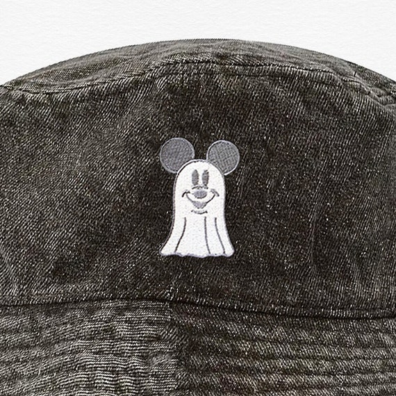 Mickey Ghost Embroidered Denim Bucket Hat, Disneyland 