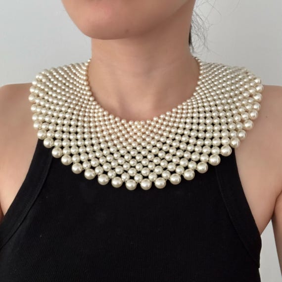 Vintage Massive Faux Pearl Collar Necklace 14-14.5 Inches - Etsy