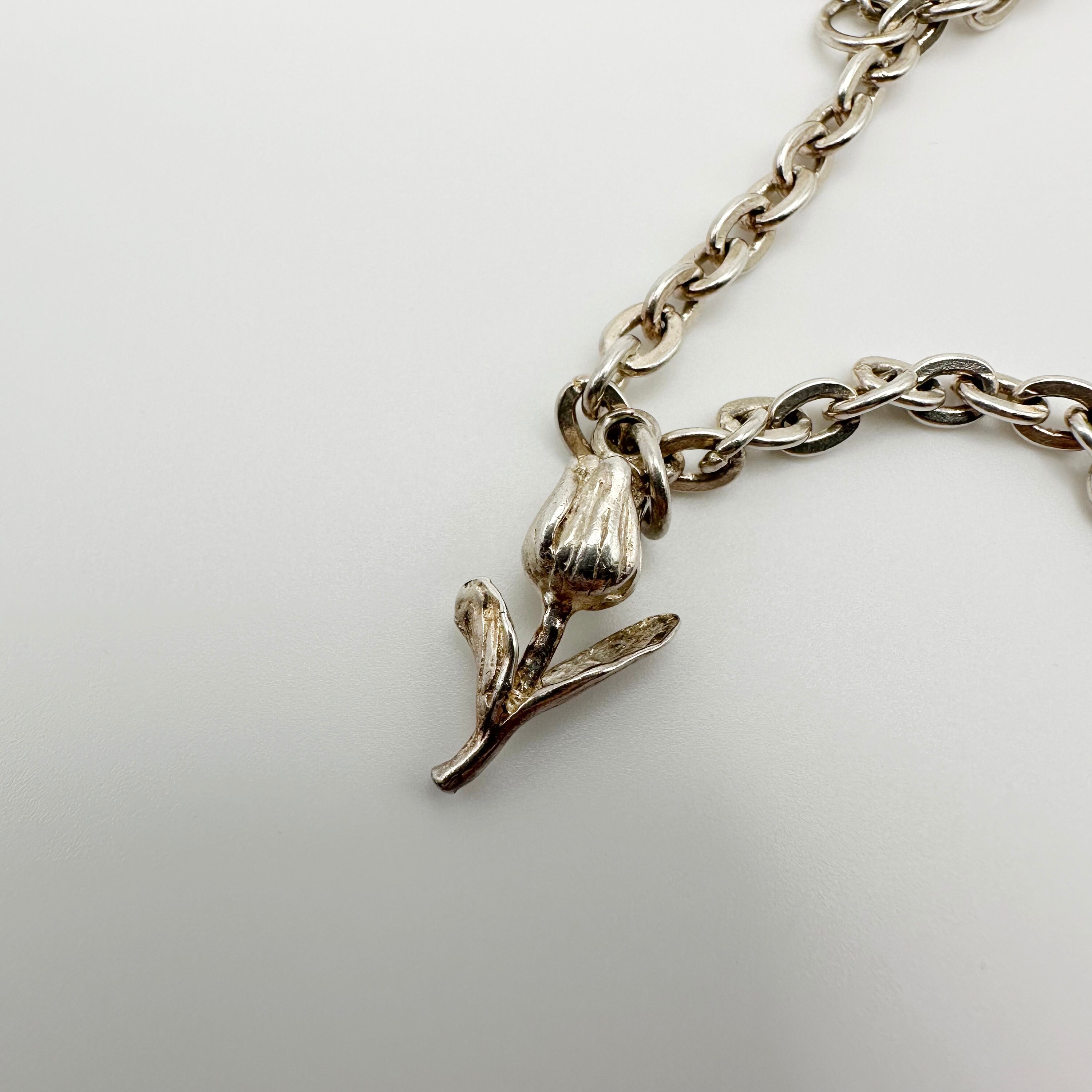 Charme Bracelet Argent Sterling - Fenêtre Avec Fleurs Vintage, 2,7 G