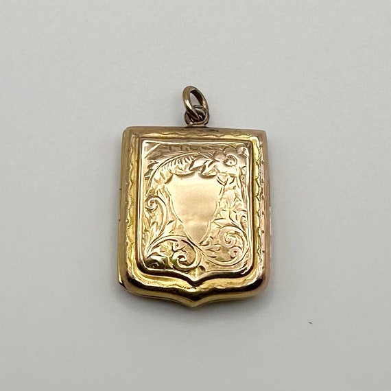 Rare Antique 9k Yellow Gold Shield Locket Style Pe