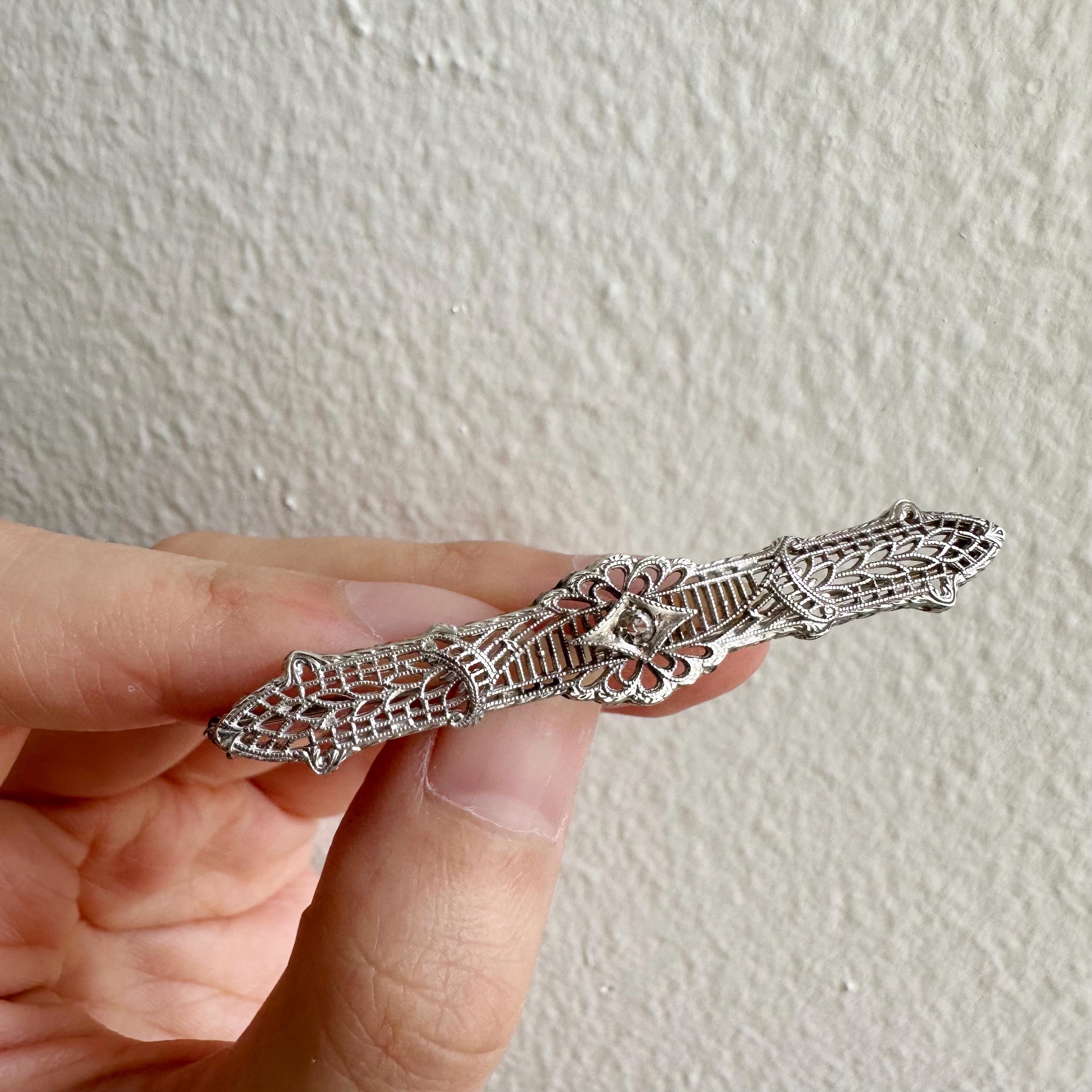 Broche Ancienne Art Déco Années 1920 En Argent Sterling - Grand Modèle - Occasion
