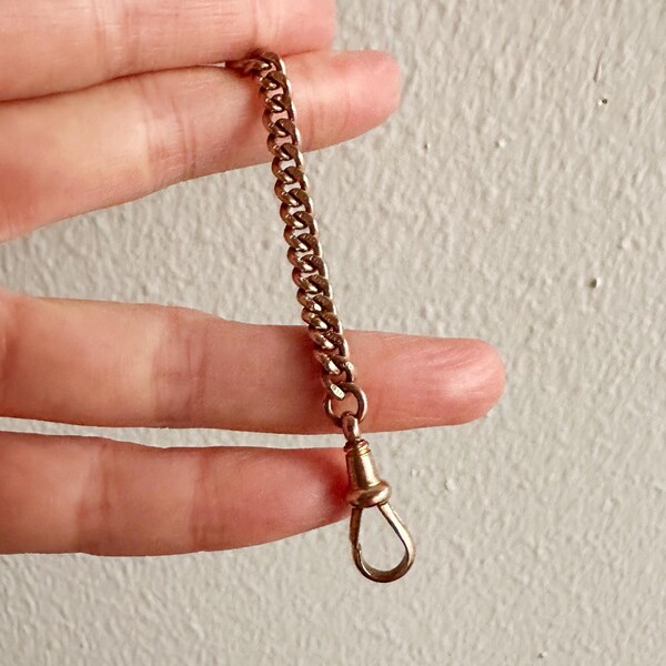 Antique 9k Rosy Gold Curb Link Extender with Dog Clip Fully Marked 3 in.