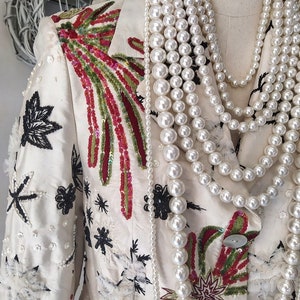 Embroidered silk shantung jacket