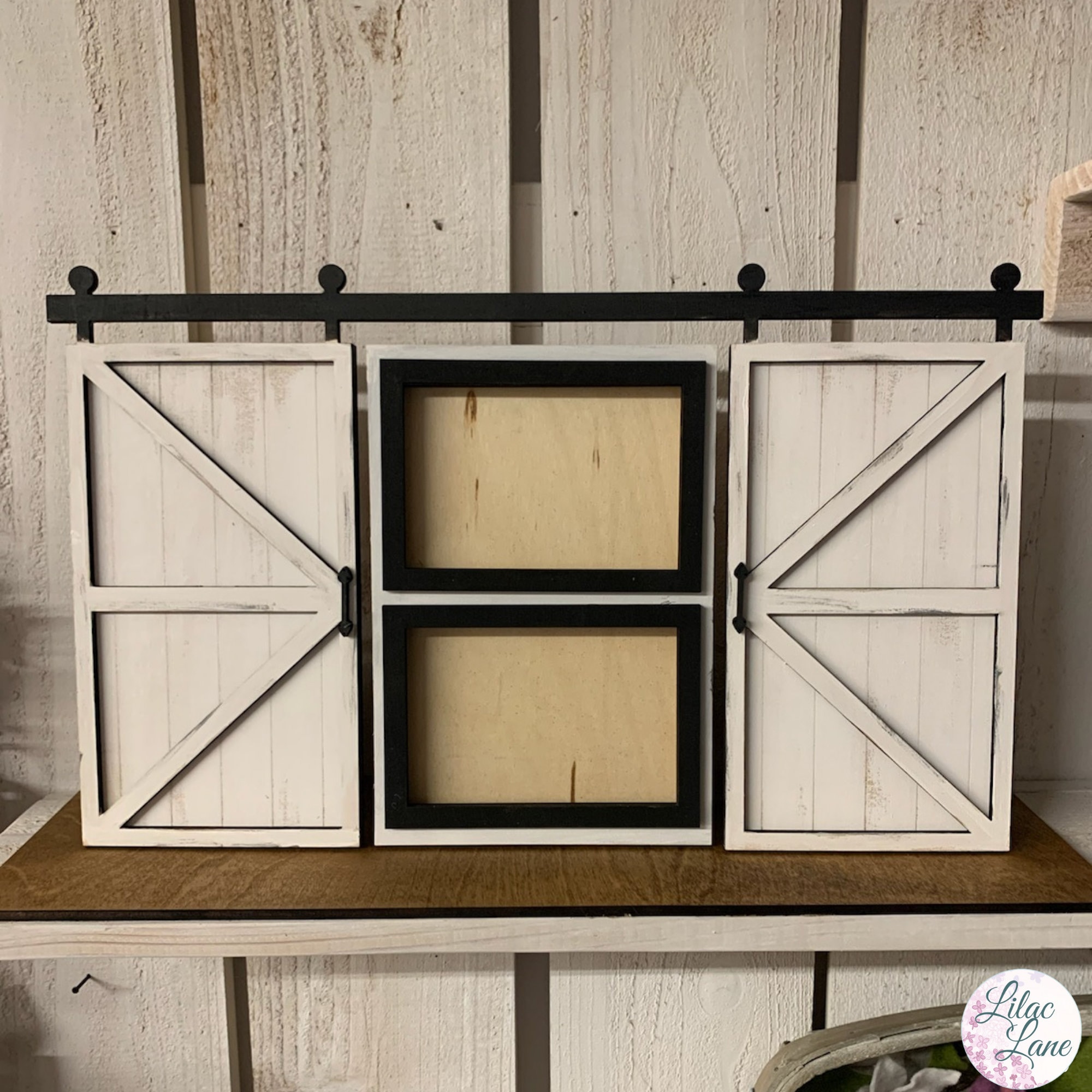 Double Barn Door Picture Frame Farmhouse Wooden Decor Etsy