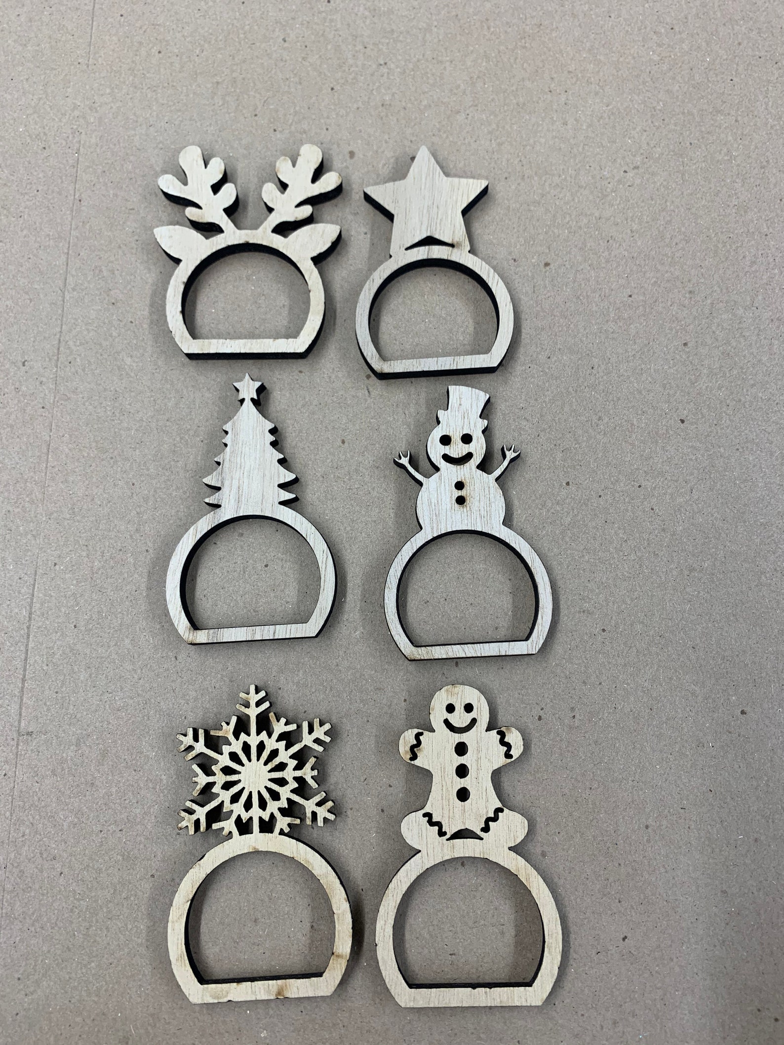 Laser Cut Wood Christmas Napkin Rings Holiday Decor Snowman | Etsy
