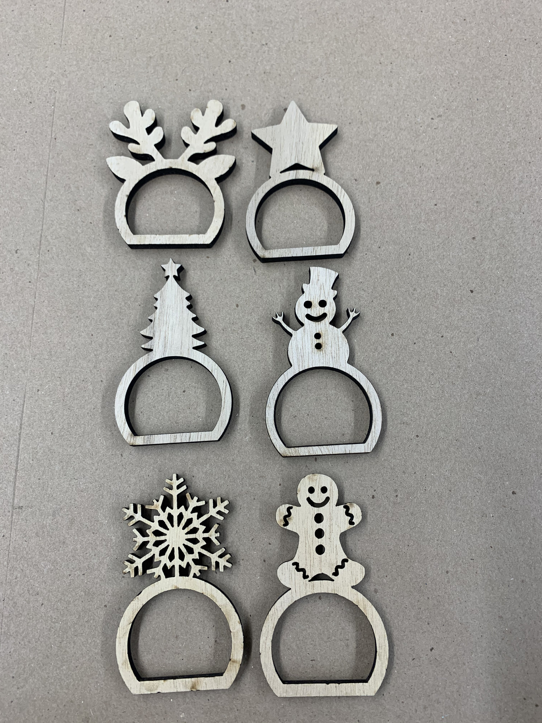 Laser Cut Wood Christmas Napkin Rings Holiday Decor Snowman Etsy