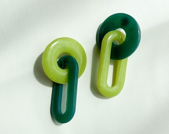 Polymer Clay and Resin Link Earrings | JUICY Links in mojito