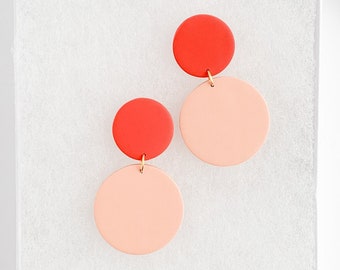 Grapefruit + Dusty Peach Dainty Polymer Clay Earrings Statement Hypoallergenic and Lightweight Spring Summer Earrings Minimalist | PHILLIPA