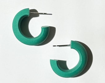Small Hoops | Emerald Hoop Earrings, Everyday Basics, Spring Summer Styles, Modern Eclectic Contemporary Fashion, Lightweight Hypoallergenic