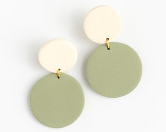 Eucalyptus Green Dainty Statement Earrings, Hypoallergenic and Lightweight, Spring Summer Earrings, Trendy Modern Minimalist | PHILLIPA