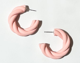 Medium Hoops | Pink Hoop Earrings, Everyday Basics, Spring Summer Styles, Modern Eclectic Contemporary Fashion, Lightweight Hypoallergenic