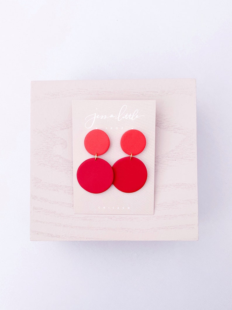 Red Monochrome Dainty Statement Earrings, Hypoallergenic and Lightweight, Spring Summer Earrings, Trendy Modern Minimalist PHILLIPA image 4