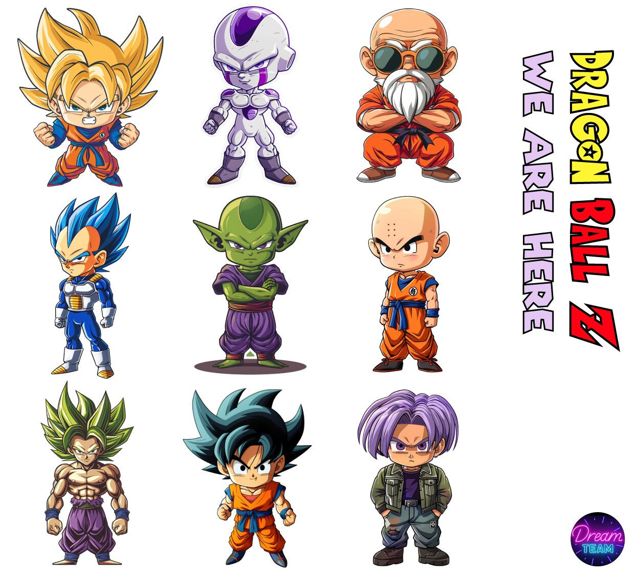 DRAGON BALL Z- Son Goku, frieza, enz. Stickers voor kinderen, laptop, telefoon, auto, waterfles - "Dragon ball z- We zijn hier - door TheDreamTeam