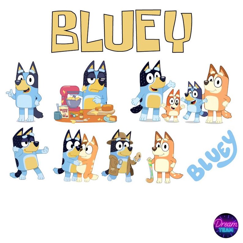 Bluey, Dog,bandit Heeler, Chilli Heeler, Anime, Stickers for Kids ...