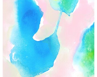 pink and blue abstract, abstract watercolor prints, abstract art print, original abstract print, modern home decor, apartment decor