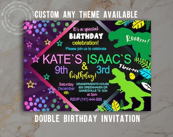 Double Birthday Invitation · Twins or Siblings · Custom Digital File