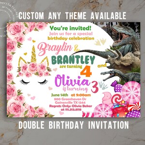 Invitación triple personalizada - Cumpleaños con 3 temas - Invitación con 4 temas - Invitaciones combinadas dobles - Archivo digital