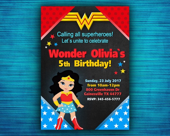 Wonder Woman Invitation Wonder Woman Party Invitation Etsy Wonder Woman Invitation Wonder Woman Party Invitation Etsy