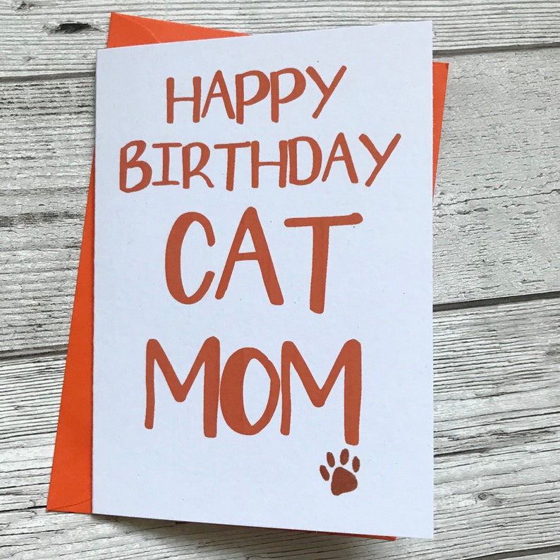 Cat mum birthday card cat mom card happy birthday cat mom | Etsy
