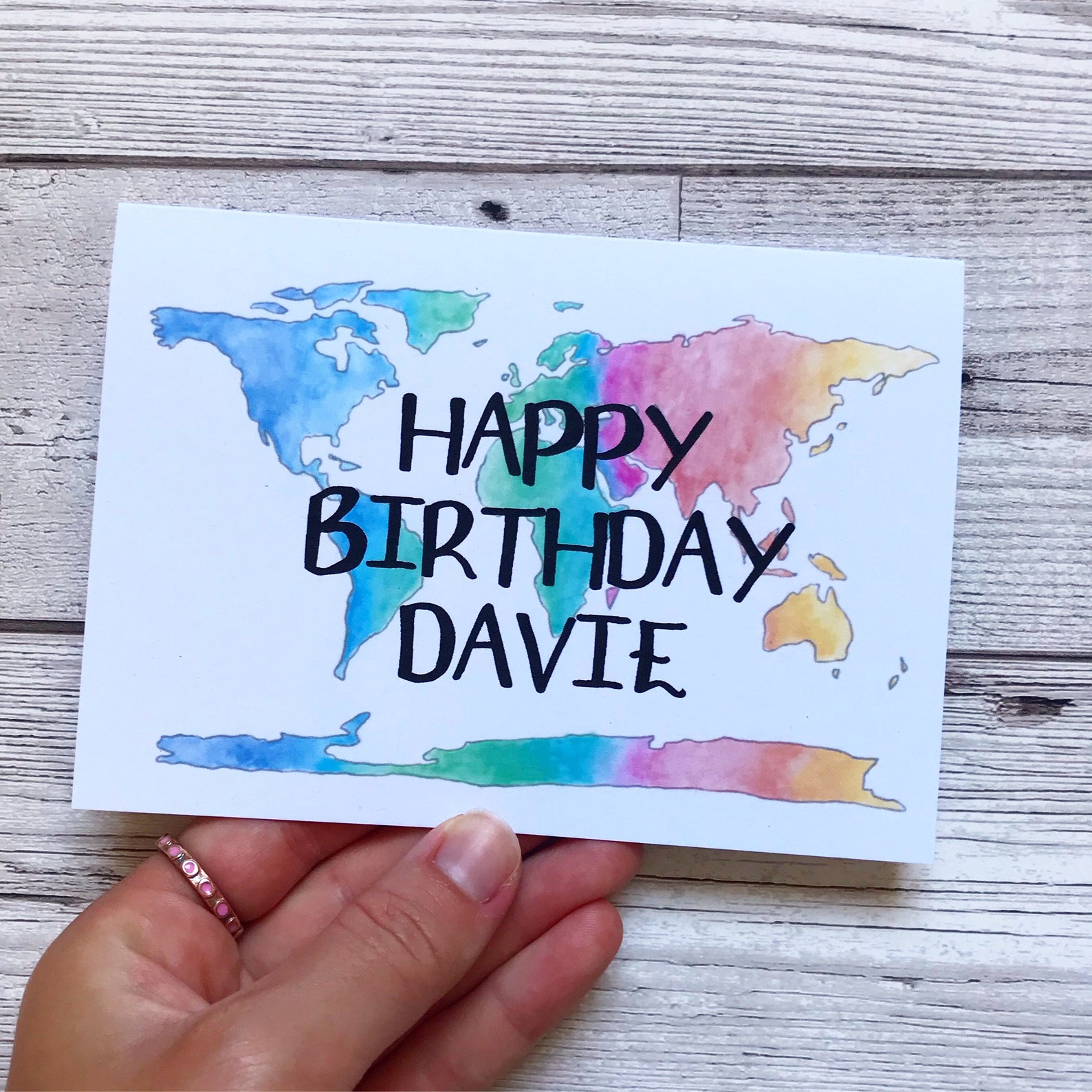 Personalised World map birthday card travelling birthday Etsy