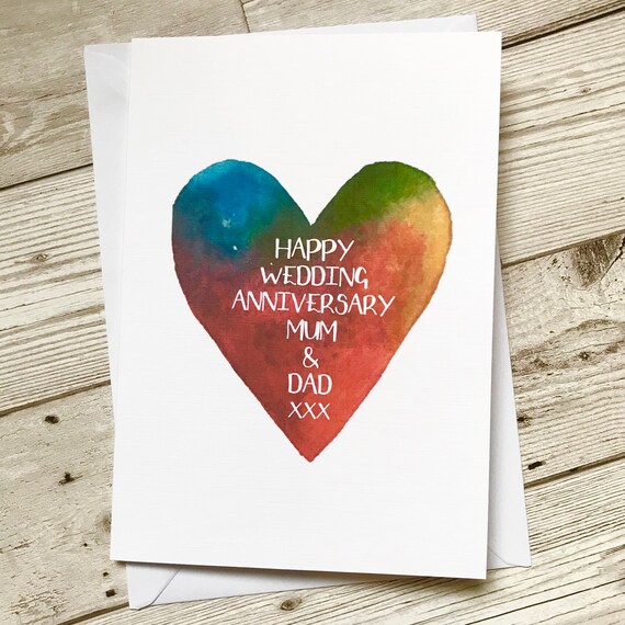 Parents Anniversary Card Large Rainbow Personalised Etsy