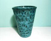 Ceramic Turquoise Vase, Drip Glaze, Birds Eye Peacock Planter