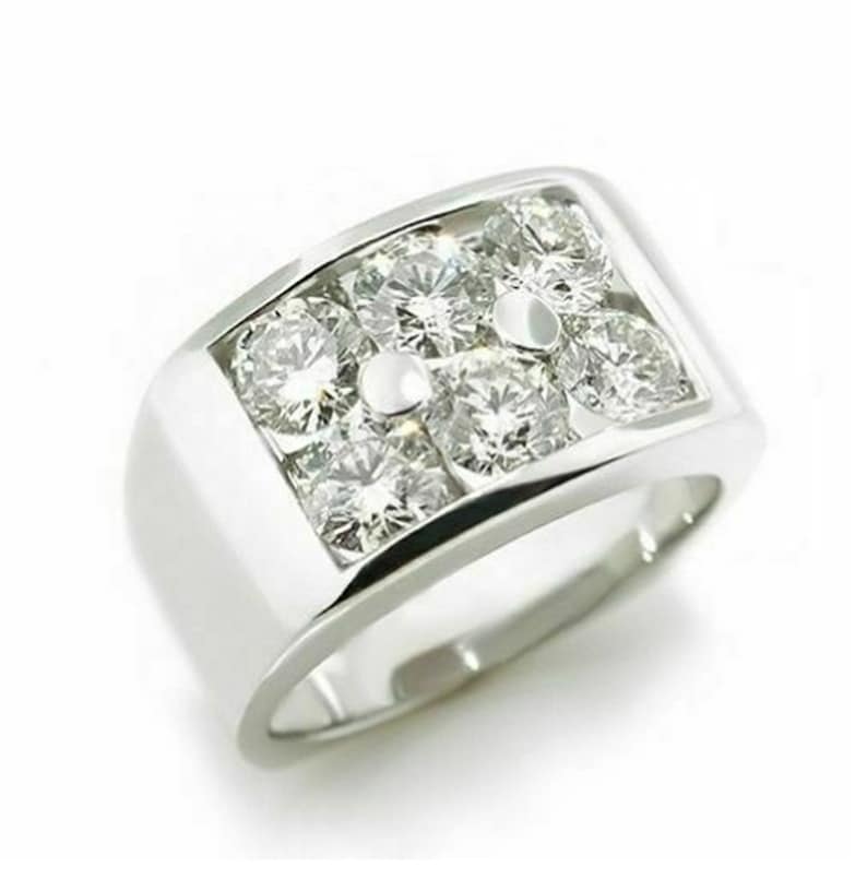 Men/'s Wide Band Ring Round Cut Diamond Broad Band Ring Men/'s Wedding Groom Band Engagement Band Ring For Men Thick Band Fine Jewelry