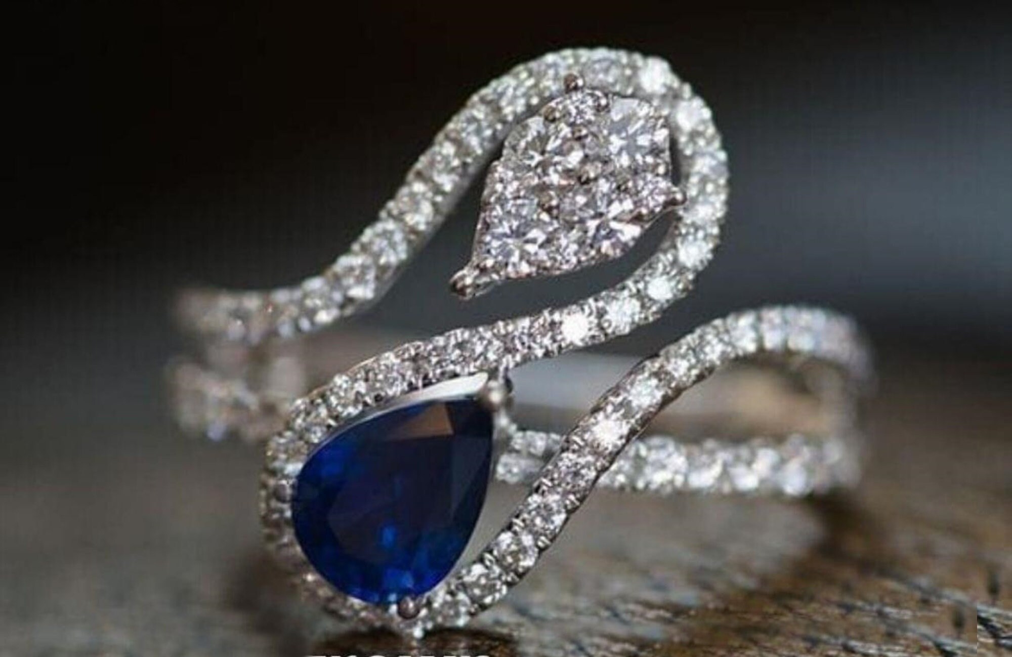 Pear & Round Cut Diamond Finger Wrap Ring/ Bypass Style Ring/ Etsy