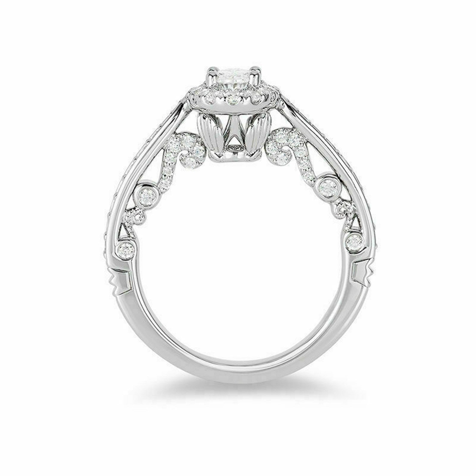Enchanted Disney Ariel Wedding Ring / White Oval Cut