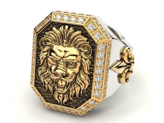 Lion Face Ring/ Hip Hop Jewelry/ Large Lion Head Men's | Etsy