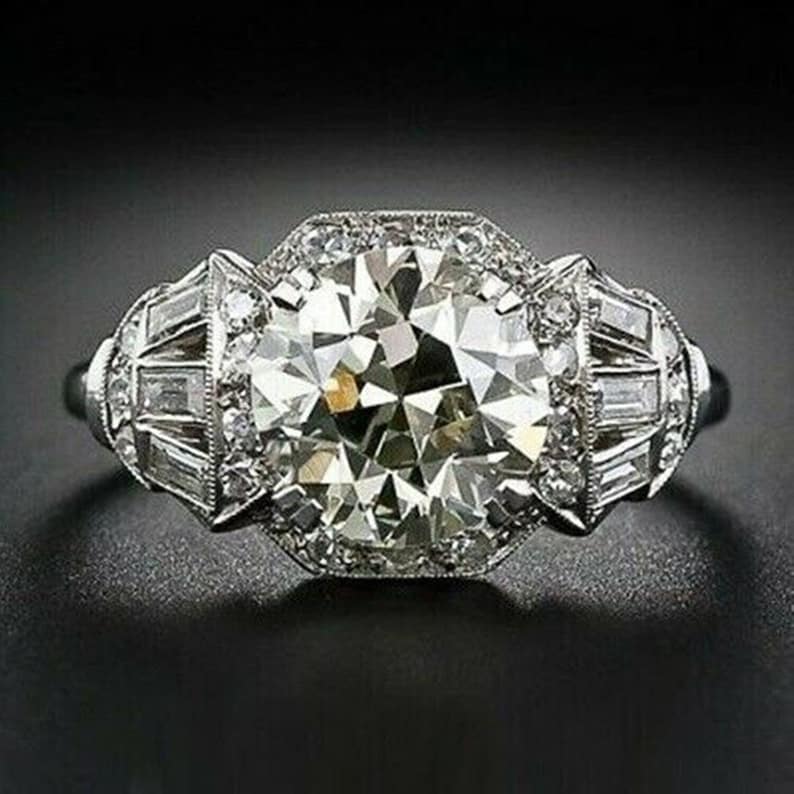 Old European Cut Diamond Vintage Ring Seven Stone Ring Woman/'s Art Deco Engagement Ring Antique Edwardian Ring Anniversary Gift Ring