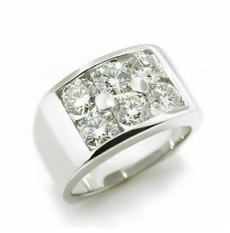 Men/'s Wide Band Ring Round Cut Diamond Broad Band Ring Men/'s Wedding Groom Band Engagement Band Ring For Men Thick Band Fine Jewelry