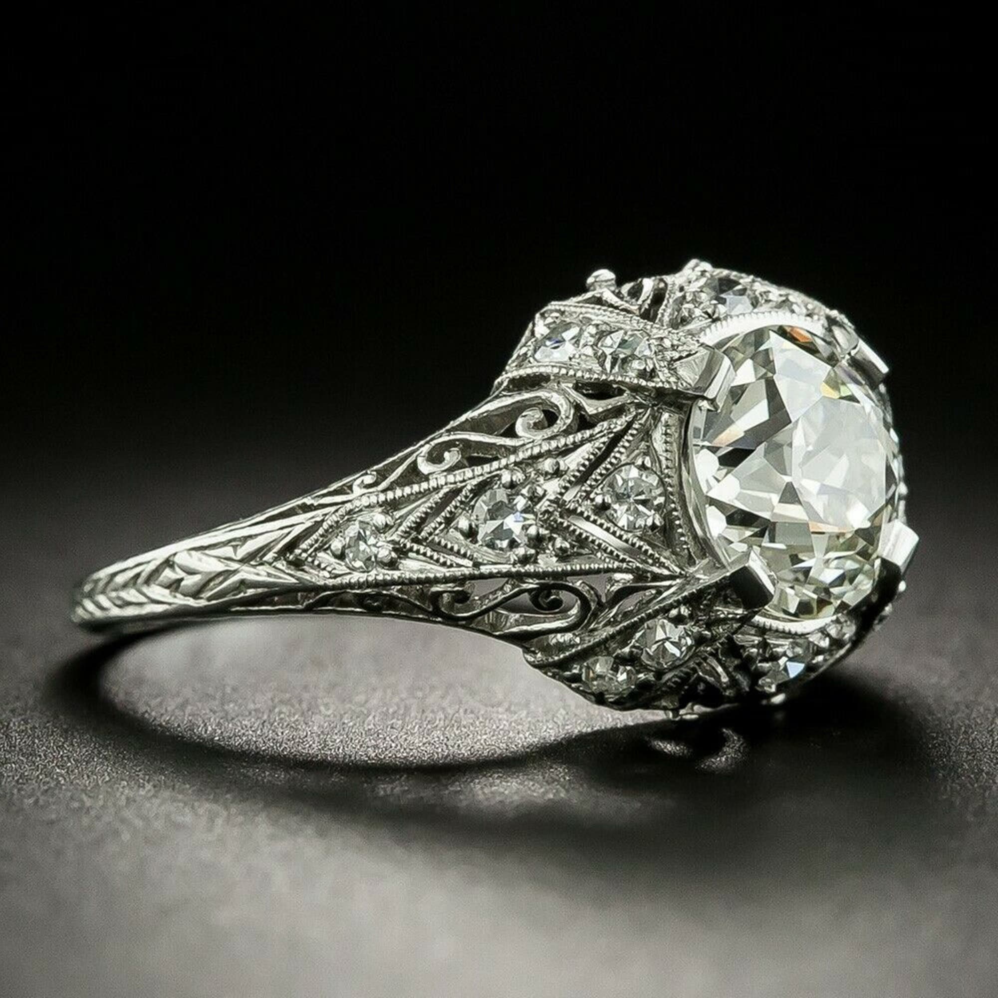 Anillo de compromiso art déco antiguo / anillo vintage de | Etsy