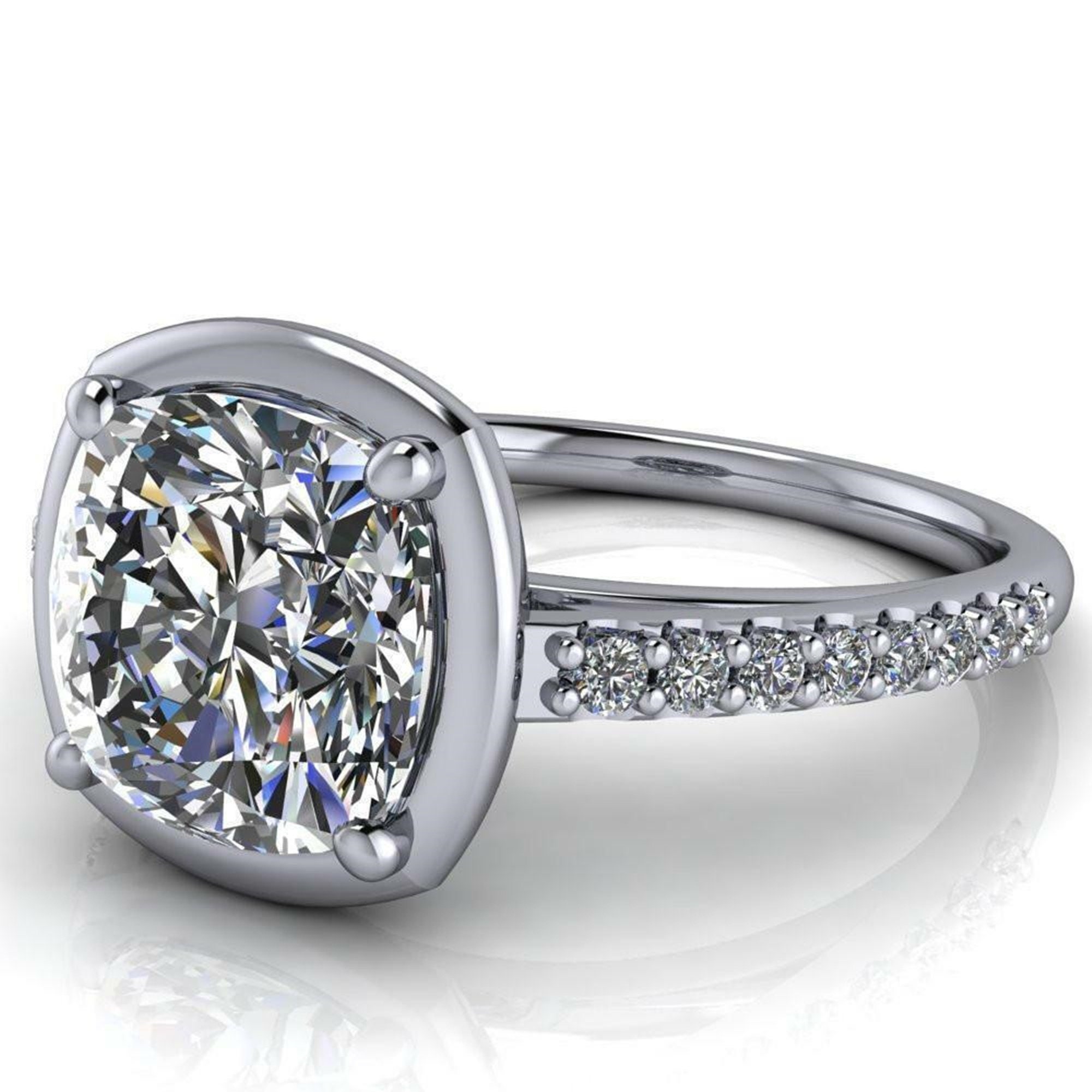 Cushion & Round Cut CZ Diamond Bezel Set Ring/ Woman's Etsy